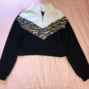 H & M Quarter Zip | Chevron Pattern Leopard Print